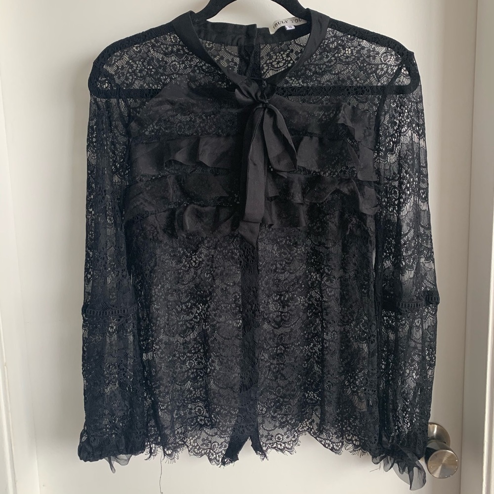 ASOS button up lace top